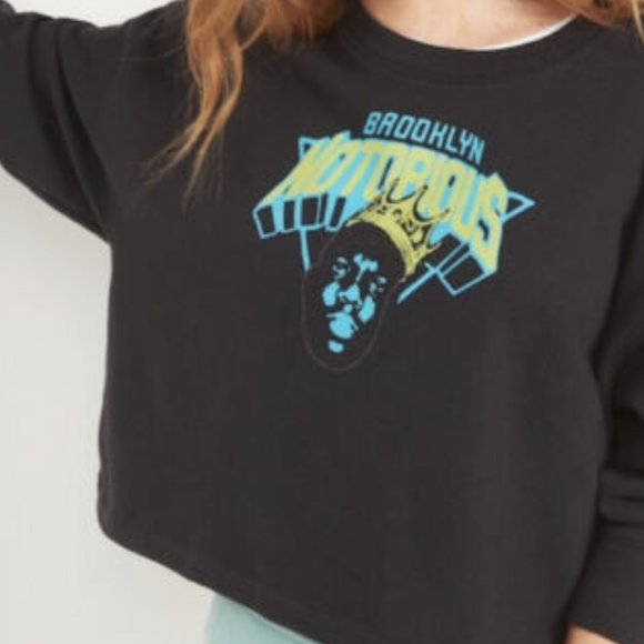 NWT Long-Sleeve Oversized Cropped Pop-Culture Graphic Sweatshirt- XL - Picture 1 of 2